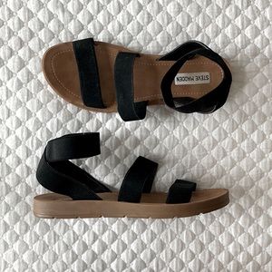 Steve Madden Black and Tan Sandals